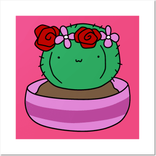 Little Cactus Wearing a Flower Crown Posters and Art